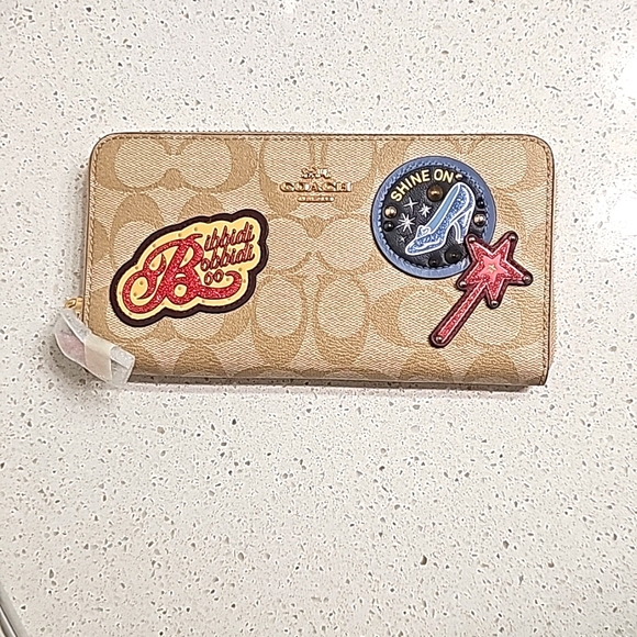 Disney X Coach Accordion Zip Wallet In Signature Canvas With Patches NEW. - Picture 1 of 6